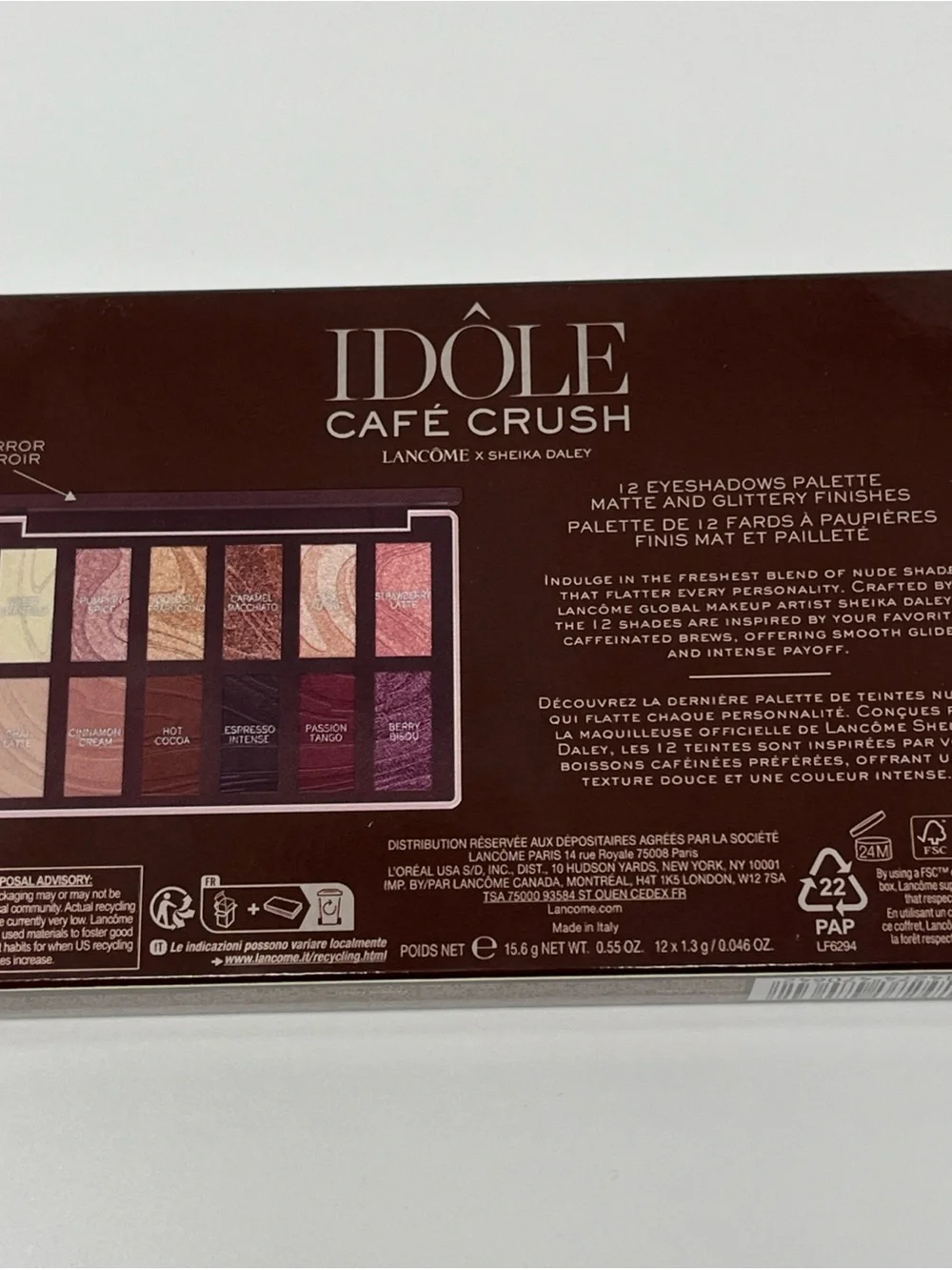 Lancome Idole Cafe Crush Eye Makeup Platte (12 Shades) x Sheika Daley 2025 NIB